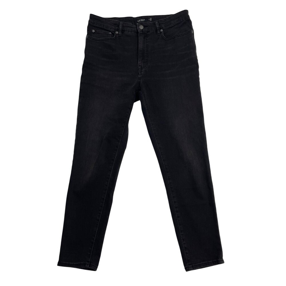 LAUREN RALPH LAUREN JEANS WOMENS 12 HIGH RISE STRAIGHT STRETCH SKINNY BLACK